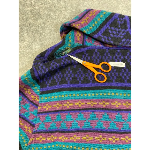 Vintage JM Joss Southwestern Geometric Duster Coat Purple Teal Shawl Collar 12 - Picture 6 of 8